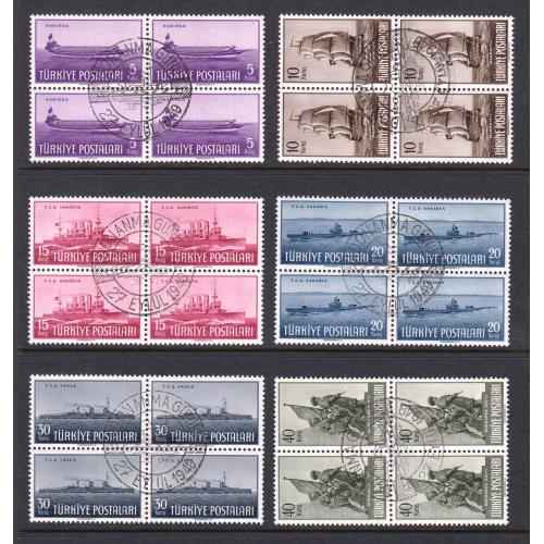 1949 Türkiye. Donanma günü. 4 Lü Blok. ilk gün Özel Damgalı