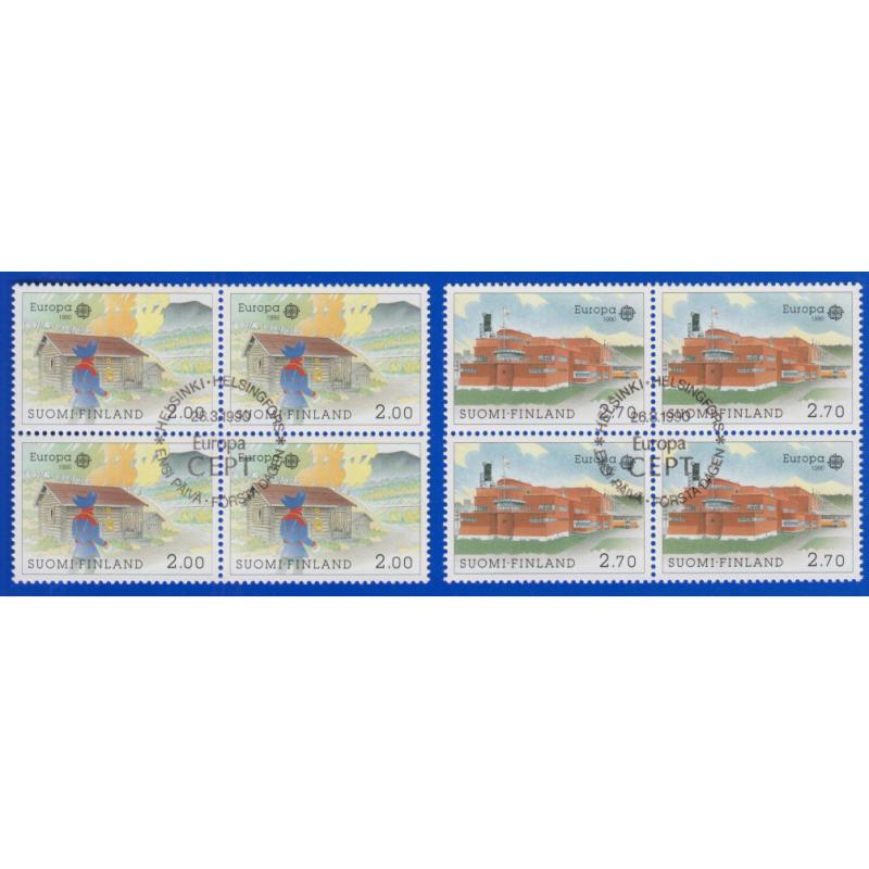 1990 Finlandiya. Avrupa CEPT. 4lü Blok. ilk Gün Damgalı Tam seri