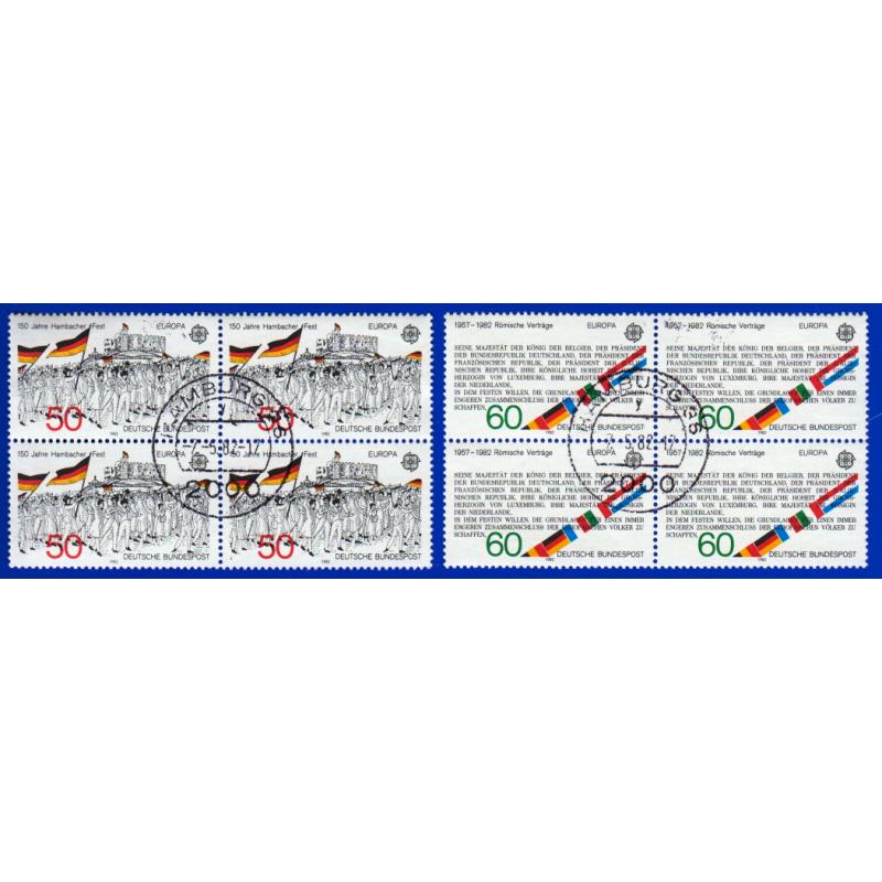 1982 Almanya (Bund) Avrupa CEPT. 4lü Blok. Damgalı Tam seri