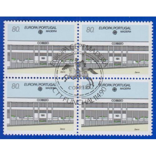 1990 Madeira. Avrupa CEPT. 4lü Blok. ilk Gün Damgalı Tam seri