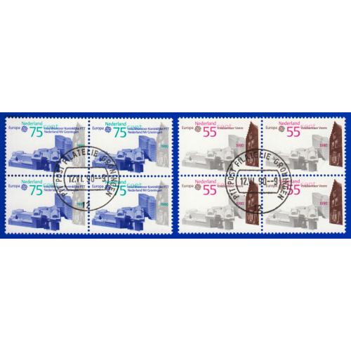 1990 Hollanda. Avrupa CEPT. 4lü Blok. ilk Gün Damgalı Tam seri
