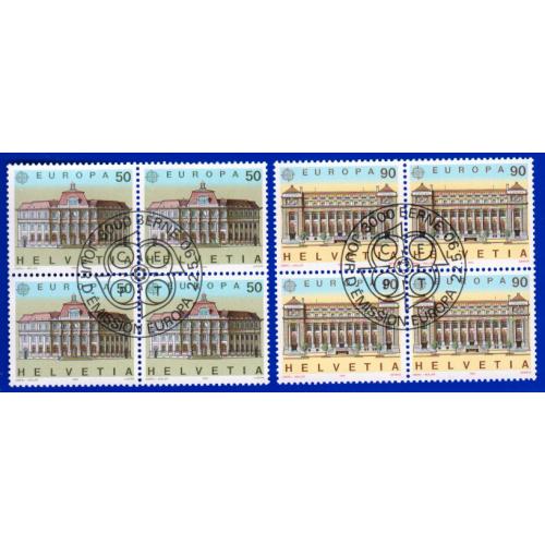 1990 isviçre. Avrupa CEPT. 4lü Blok. ilk Gün Damgalı Tam seri