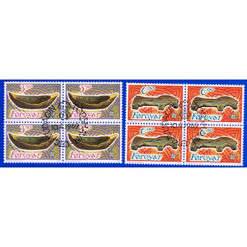 1989 Føroyar. Avrupa CEPT. 4lü Blok. ilk Gün Damgalı Tam seri