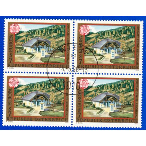 1990 Avusturya. Avrupa CEPT. 4lü Blok. ilk Gün Damgalı Tam seri