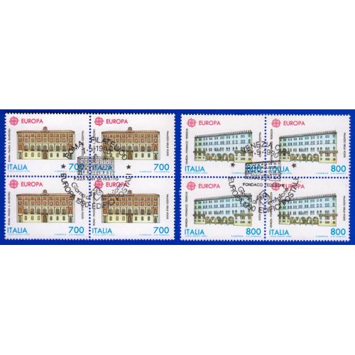 1990 italya. Avrupa CEPT. 4lü Blok. ilk Gün Damgalı Tam seri