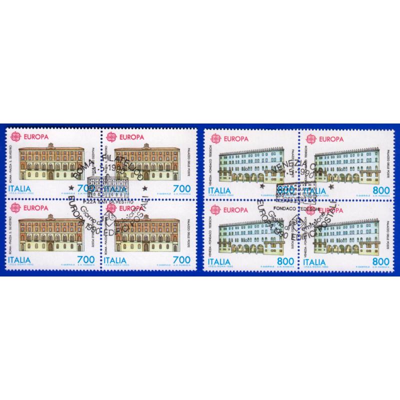 1990 italya. Avrupa CEPT. 4lü Blok. ilk Gün Damgalı Tam seri