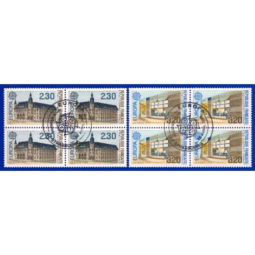 1990 Fransa. Avrupa CEPT. 4lü Blok. ilk Gün Damgalı Tam seri