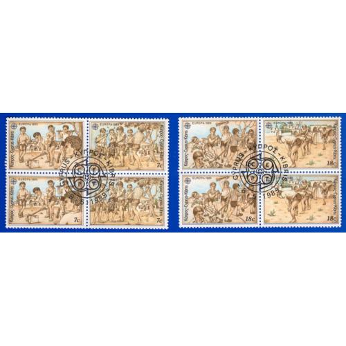 1989 Kıbrıs Rum Kesimi. Avrupa CEPT. 4lü Blok. ilk gün Damgalı Tam seri