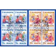 1989 Malta. Avrupa CEPT. 4lü Blok. ilk Gün Damgalı Tam seri