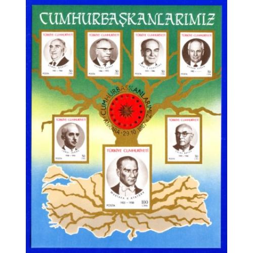 1987 Türkiye. Cumhurbaşkanlarımıuz. İlkgün Özel Damgalı