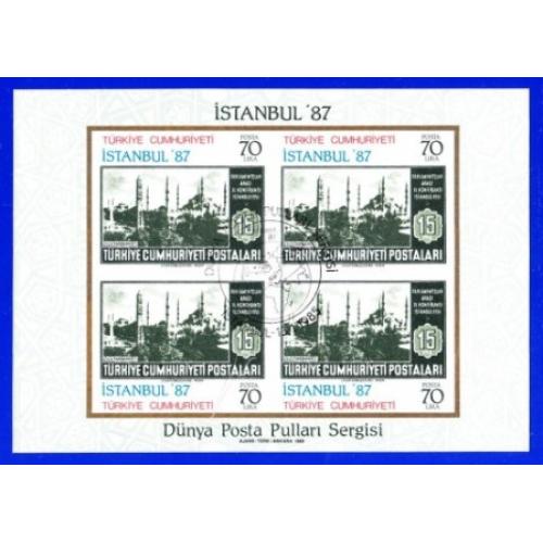 1985 Türkiye. istanbul 87 Pul Sergisi. Özel Blok. ilk gün Özel Damgalı